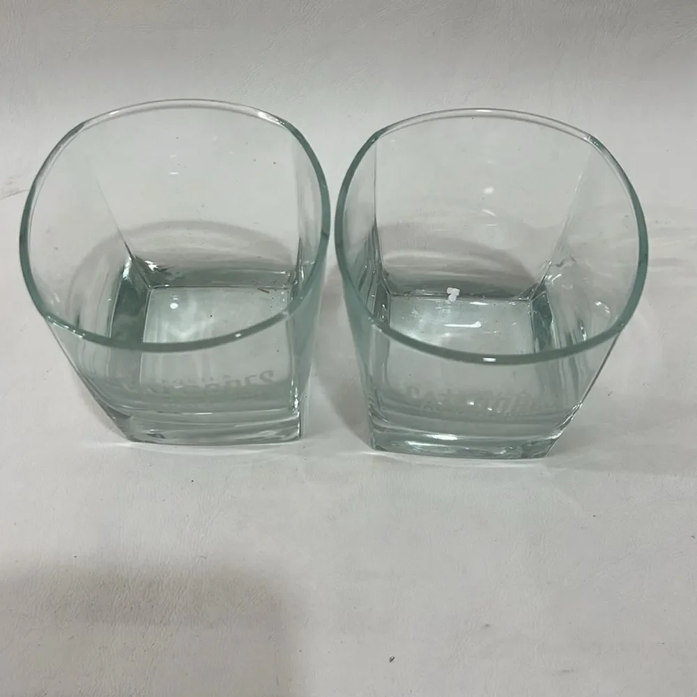 Cazadores Tequila Logo Glasses 8 Ounces Each Set of 2 Clear White Lettering